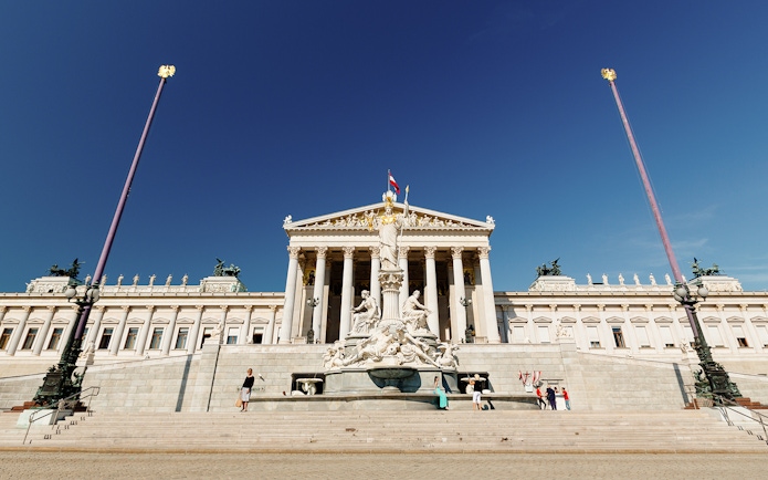 Pallas Athena Fountain in front of the Austrian Parliament Building, Vienna.