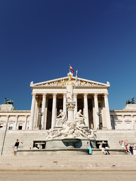 Pallas Athena Fountain in front of the Austrian Parliament Building, Vienna.