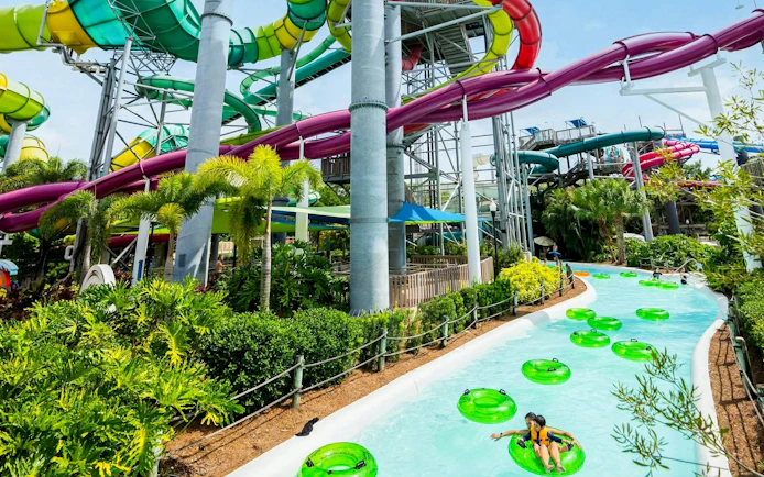 Water slides and lazy river at Adventure Island, Tampa.