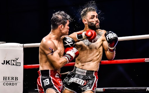 Muay Thai fighters in action at Bangla Boxing Stadium, Phuket.