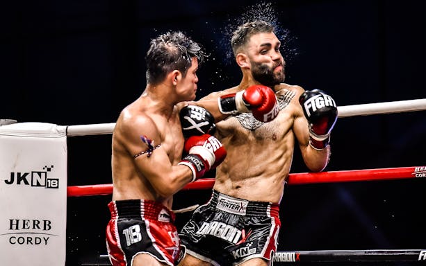 Muay Thai fighters in action at Bangla Boxing Stadium, Phuket.