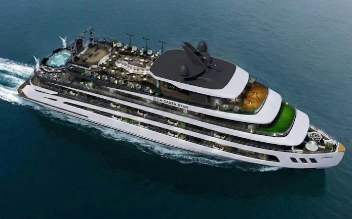 Luxury cruise ship La Casta Star sailing in Lan Ha Bay.