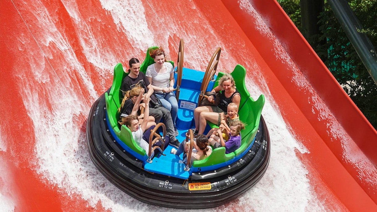 Children playing in the Junior Explorer area at Bellewaerde Aquapark, Belgium.