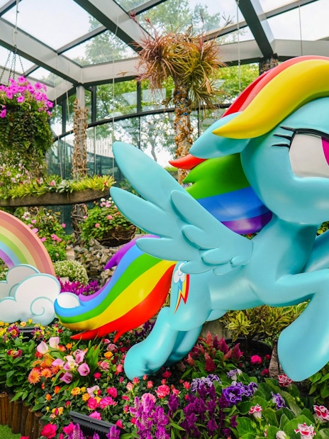 My Little Pony statue in Floral Fantasy at Gardens by the Bay, Singapore.