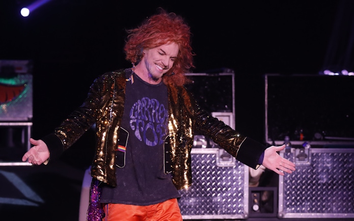 Performer on stage at Carrot Top show in Las Vegas.