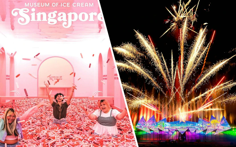 Visitors playing in sprinkle pool at Museum of Ice Cream, Singapore.