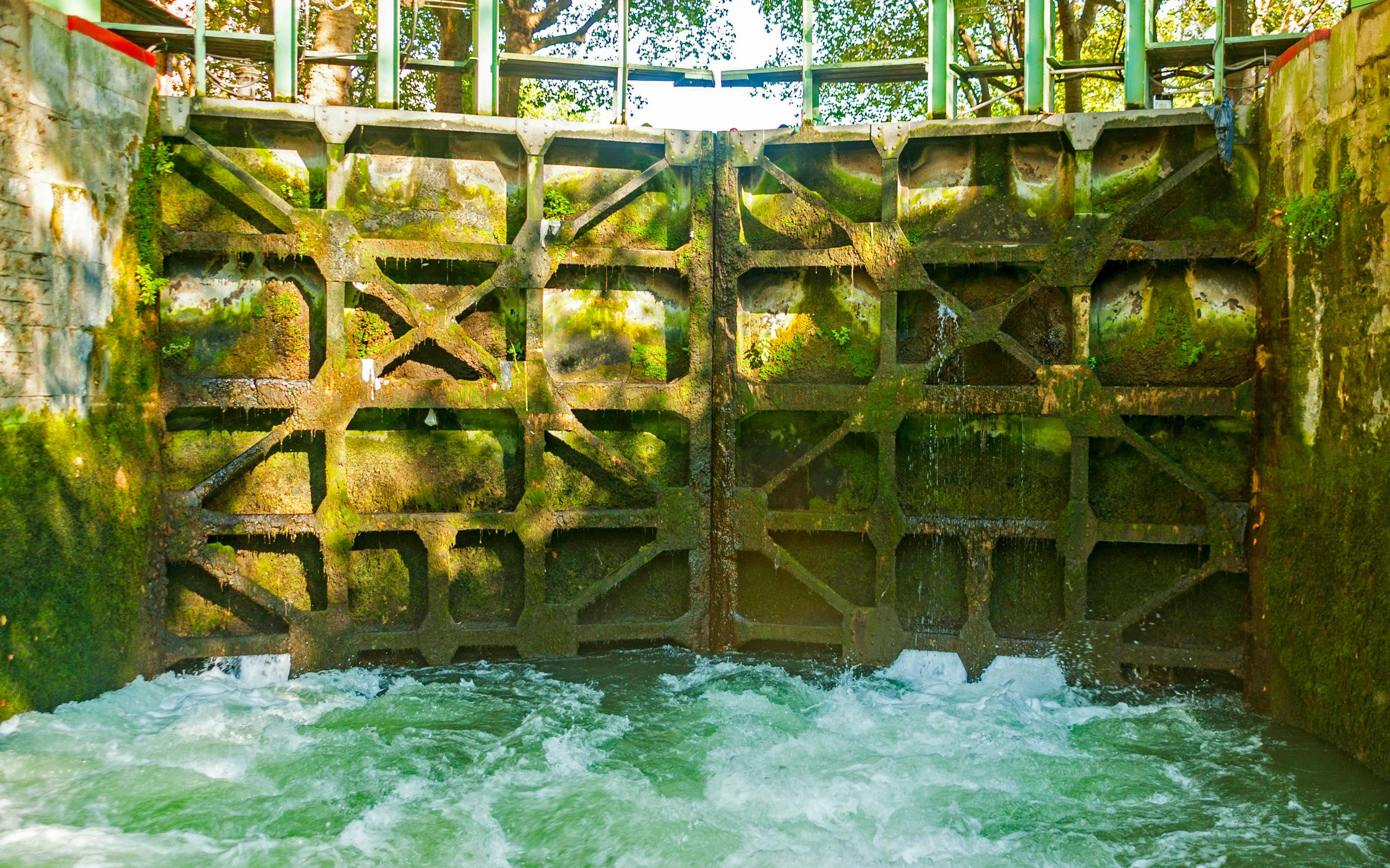 Locks of the Saint-Martin canal in Paris, France 