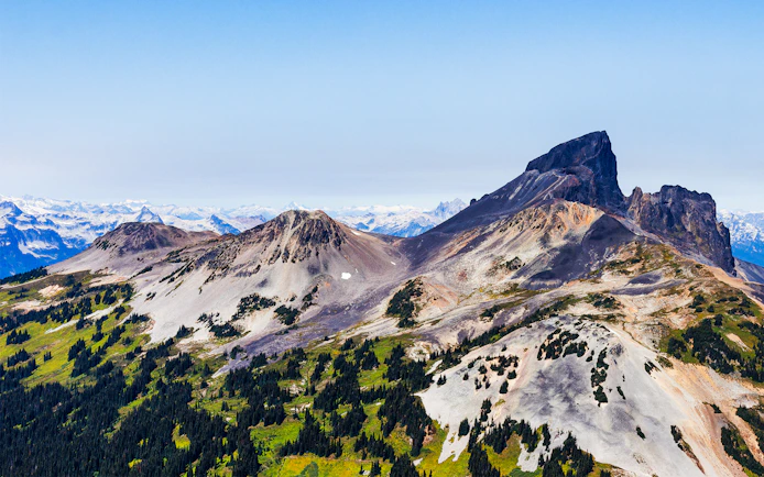 Black Tusk Mountain and surrounding peaks viewed from Whistler Glacier Seaplane Sightseeing Tour.