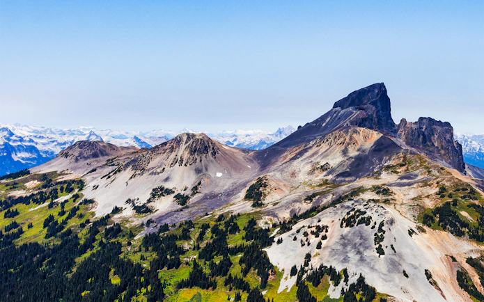 Black Tusk Mountain and surrounding peaks viewed from Whistler Glacier Seaplane Sightseeing Tour.