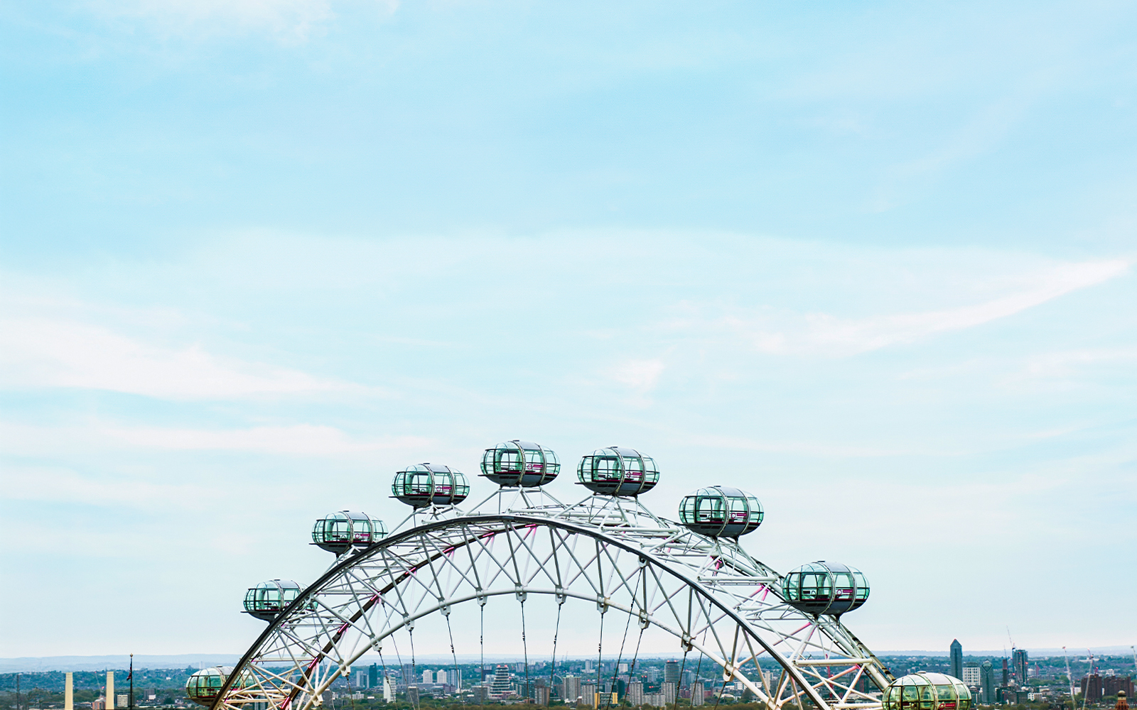 London Eye observation wheel with city skyline in the background.