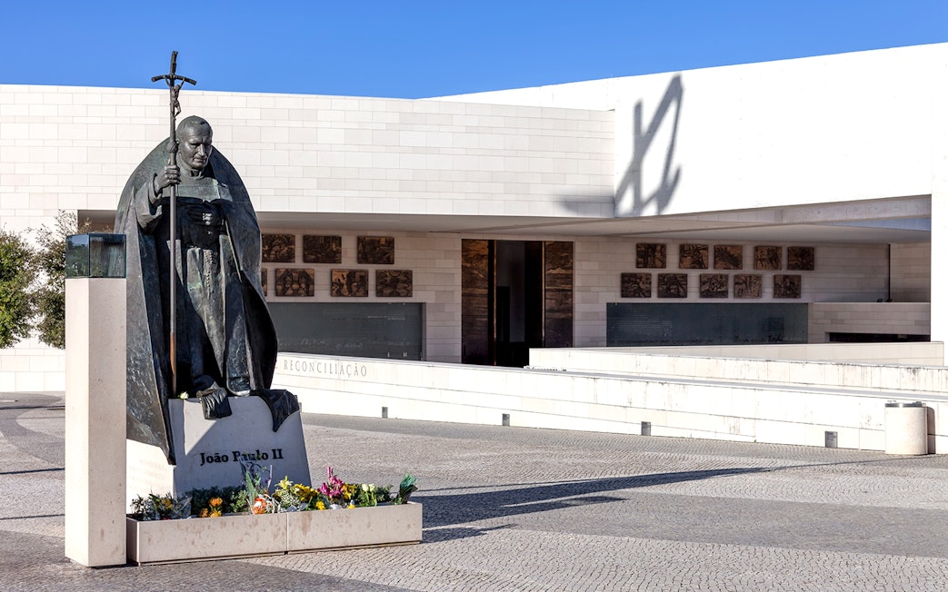 Statue of Pope John Paul II at the Sanctuary of Fátima, Portugal.