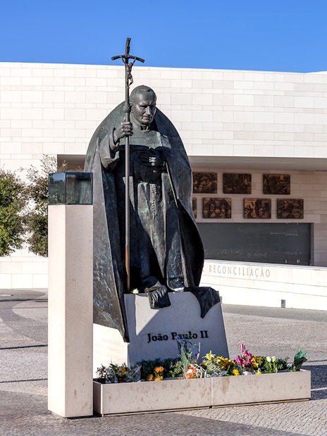 Statue of Pope John Paul II at the Sanctuary of Fátima, Portugal.