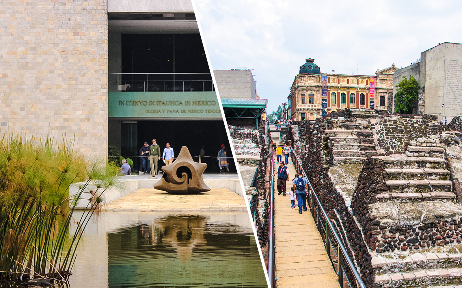  anthropology museum in Mexico City and Templo Mayor with ruins in the background.