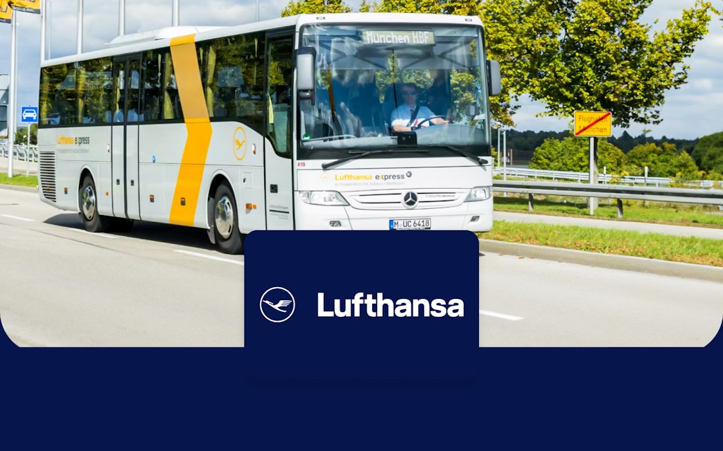 Lufthansa Express bus traveling between Munich Airport and Munich city.