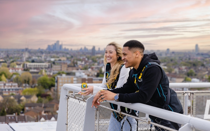 Visitors enjoying the view from Dare Skywalk in London.