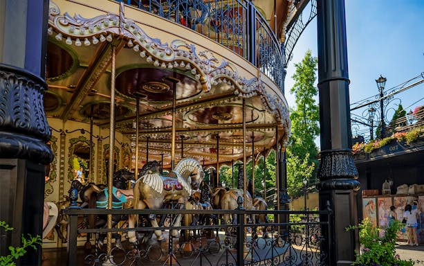 Pferdekarussell merry-go-round at Phantasialand theme park in Berlin.