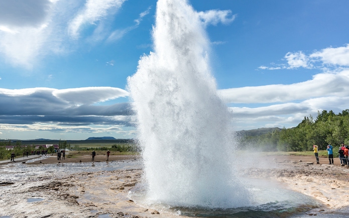 Geyser eruption at Strokkur, Golden Circle tour, Iceland.