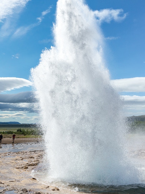 Geyser eruption at Strokkur, Golden Circle tour, Iceland.