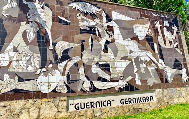 Mural of Guernica in Gernika, part of the tour from San Sebastian.