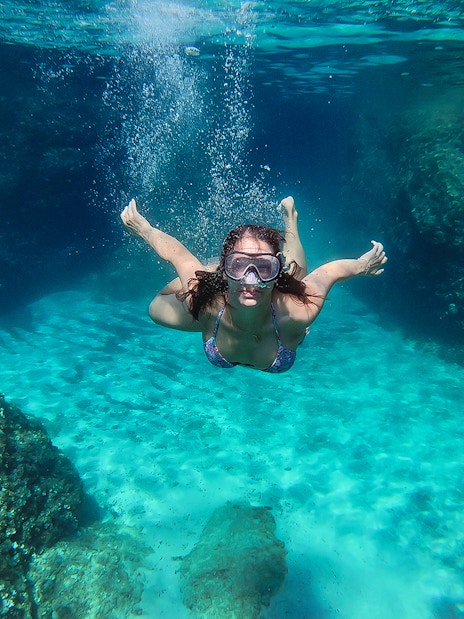 Snorkeler exploring underwater near Blue Cave, Dubrovnik.