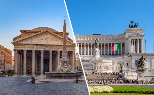 Pantheon and Altare Della Patria in Rome, showcasing iconic architecture.