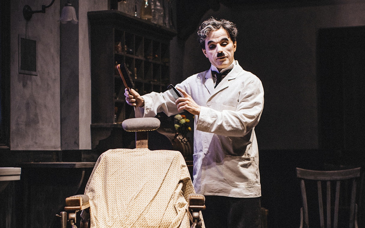 Barber scene at Chaplin’s World on Lake Geneva tour.