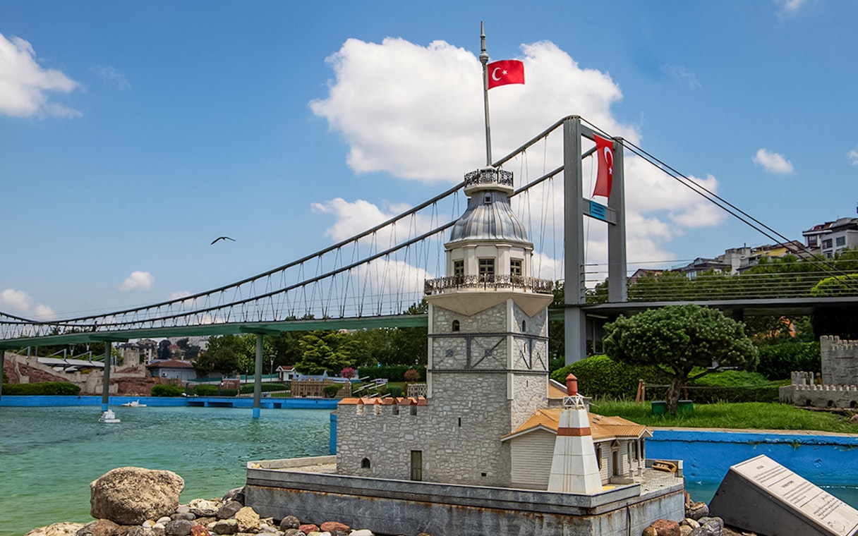 Miniature model of Istanbul's Maiden's Tower at Miniatürk park.