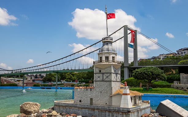 Miniature model of Istanbul's Maiden's Tower at Miniatürk park.