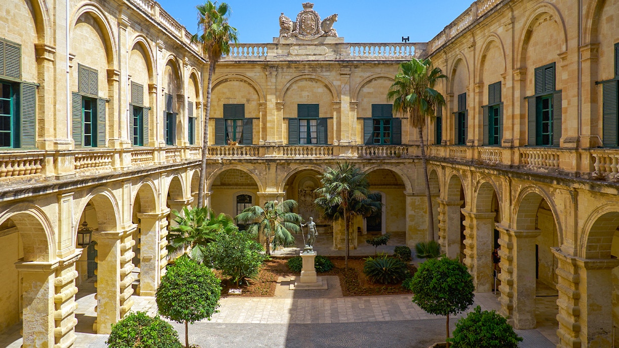 Neptune statue in the courtyard of the Grandmaster's Palace, Valletta, Malta.