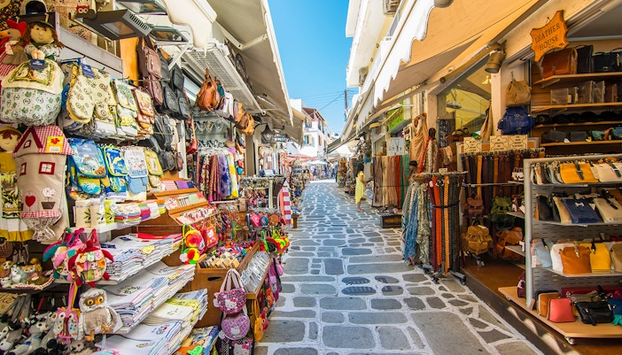 shopping street in Greece