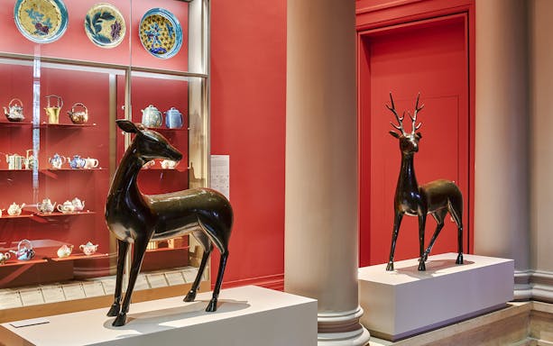 Sculptures and ceramics display in Cernuschi Museum, Paris.