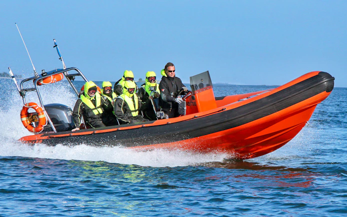 Guided RIB boat tour in Helsinki exploring outer islands.