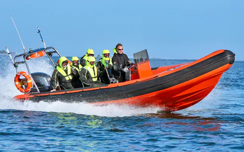 Guided RIB boat tour in Helsinki exploring outer islands.
