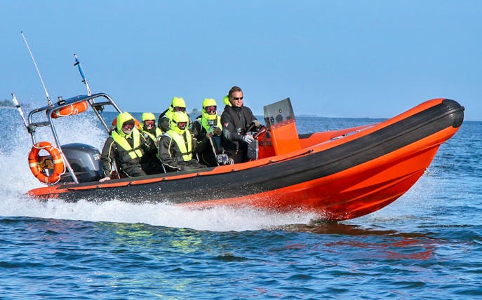 Guided RIB boat tour in Helsinki exploring outer islands.