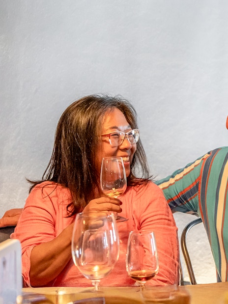 Couple enjoying wine tasting on Douro Historical Tour from Porto.