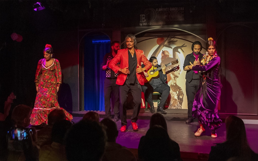 Flamenco dancers performing at El Duende by Tablao Cordobes in Barcelona.