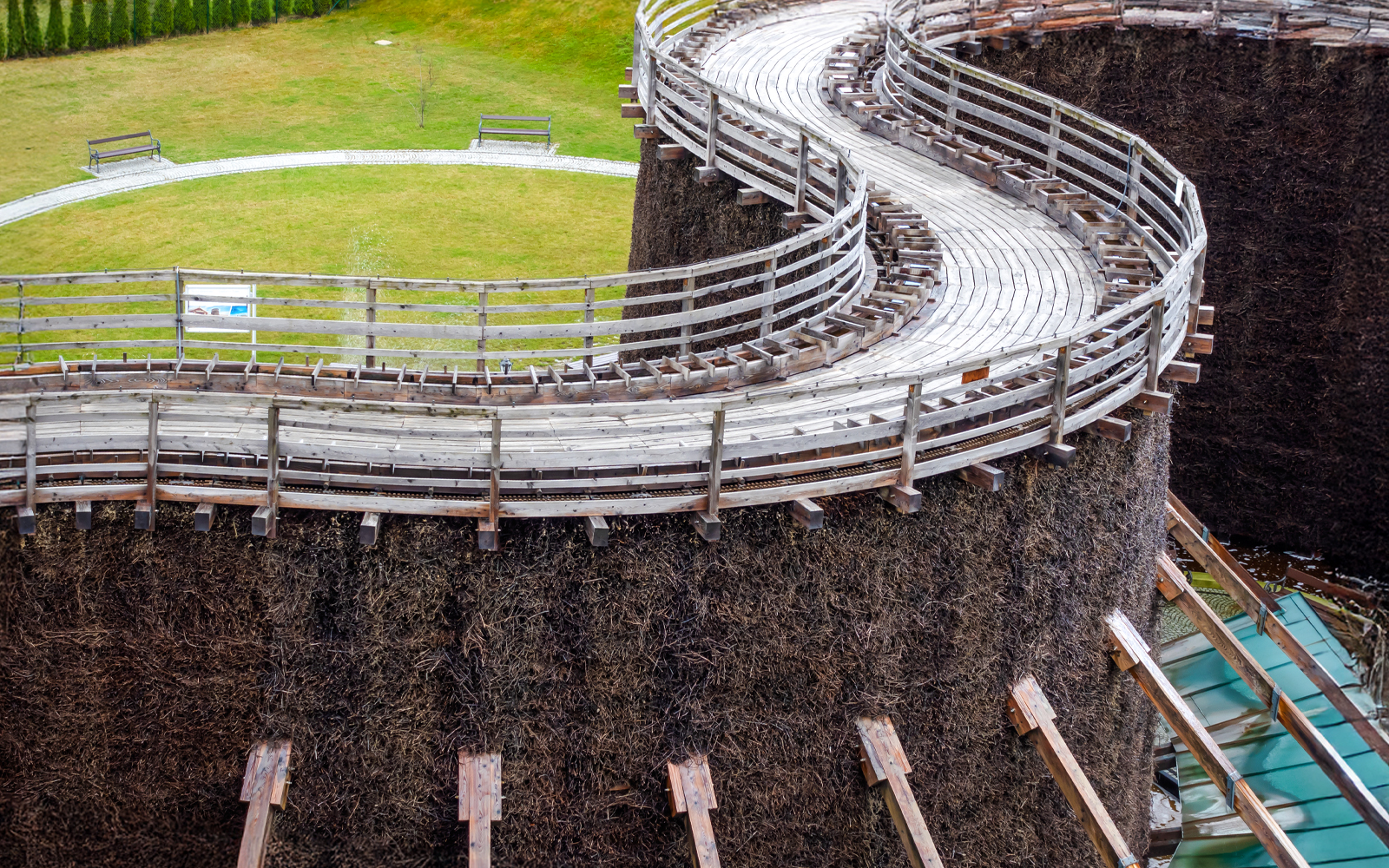 Brine Graduation Tower in Wieliczka with cascading saltwater.