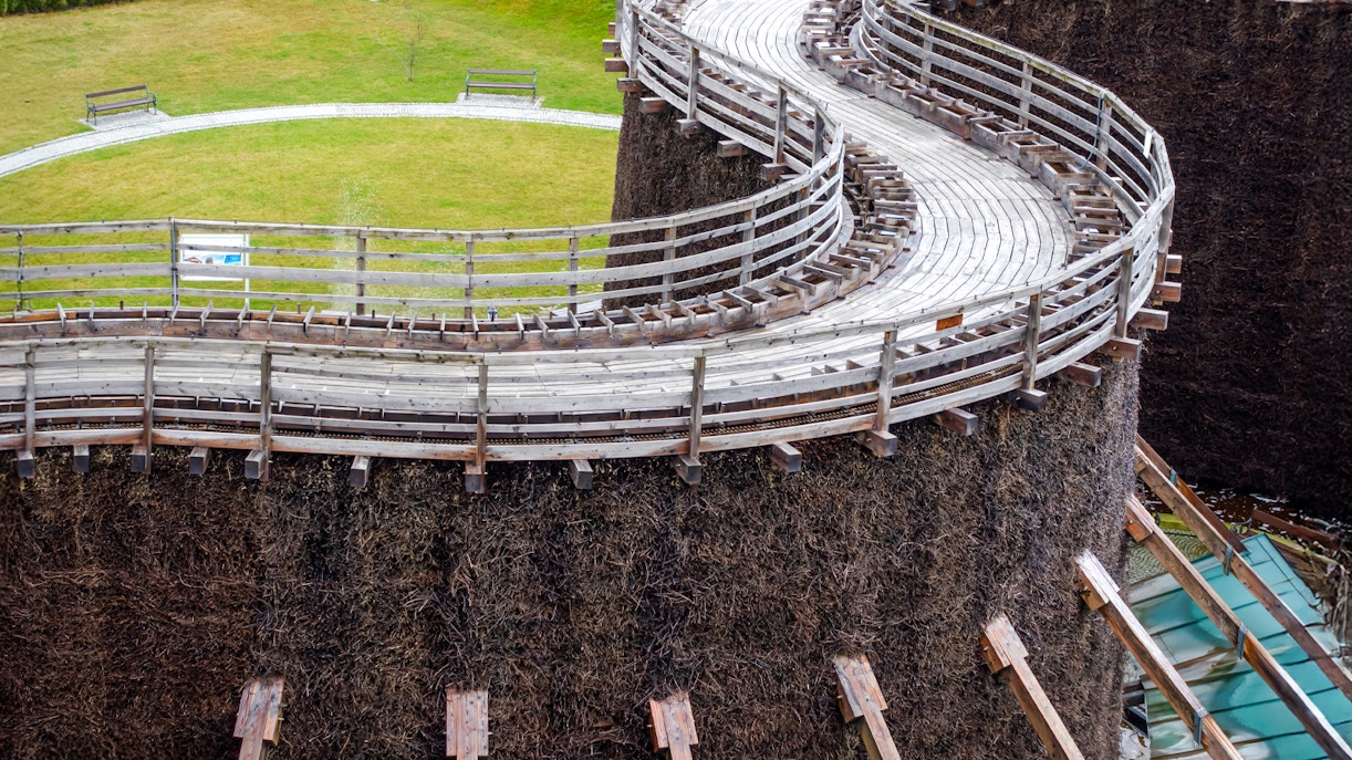 Brine Graduation Tower in Wieliczka with cascading saltwater.