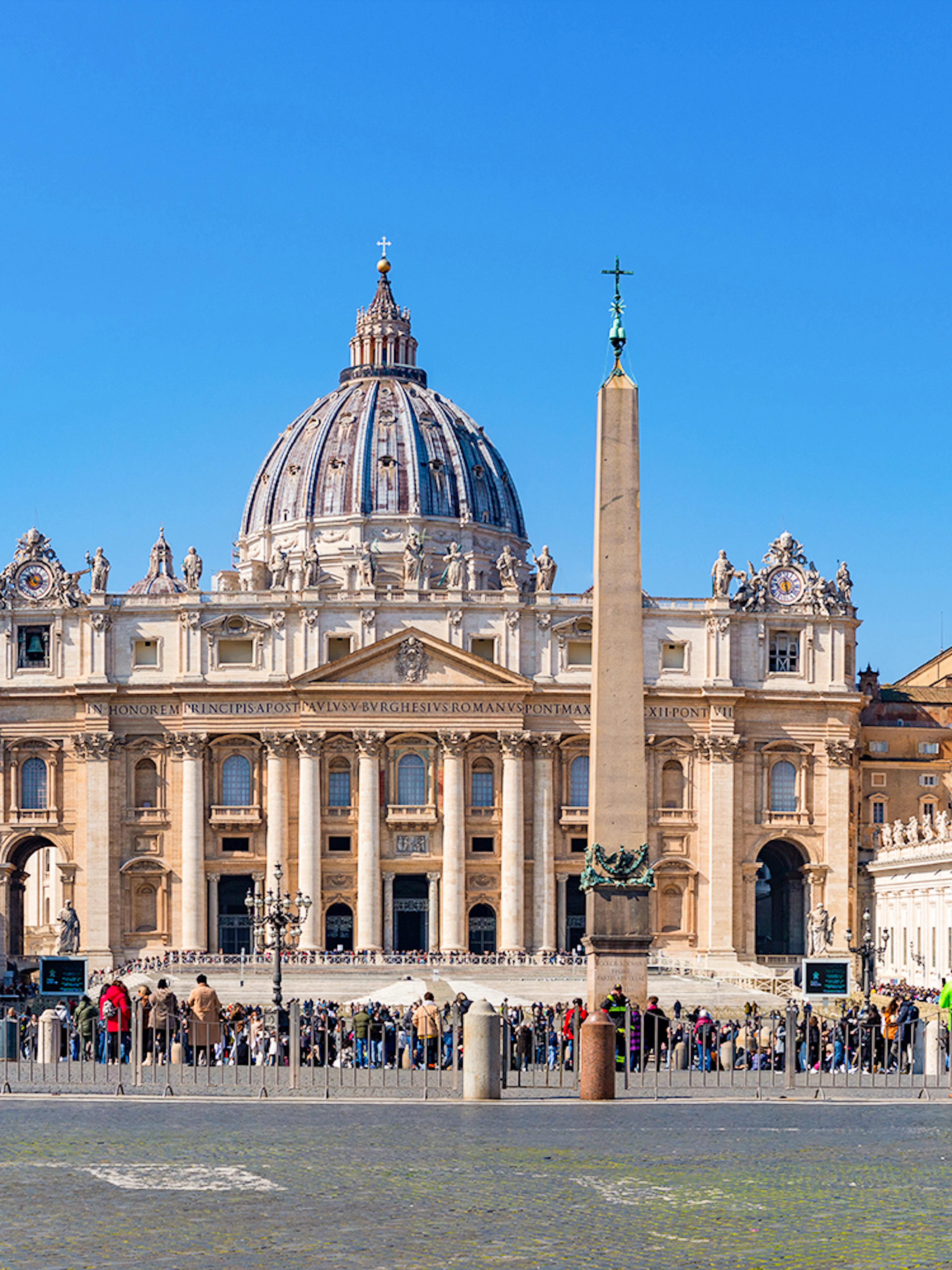 St Peter's Basilica with the central obelisk in Vatican City.