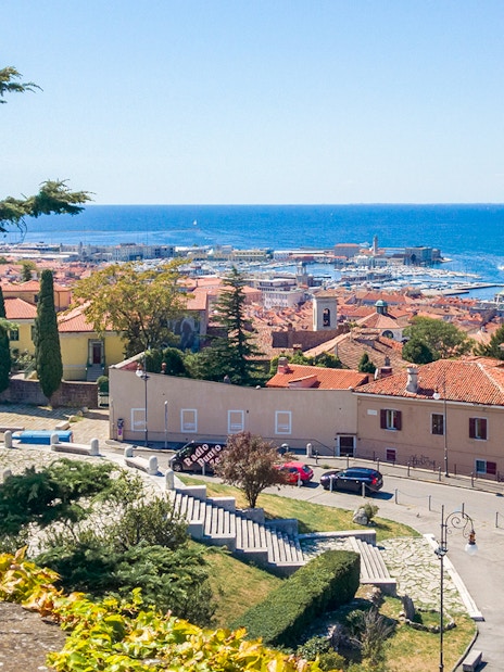 Trieste cityscape with Adriatic Sea view on Hoptour 24-hour hop-on hop-off tour.