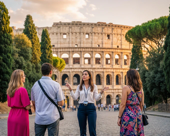 Evening Rome Walking Tour: Colosseum Arena, Trevi Fountain & Roman Forum