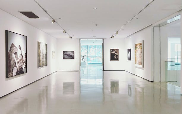 Munch Museum interior with modern art displays and large windows.