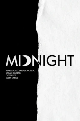 Midnight Broadway show poster with cast names Alexander Chen, Sarah Jenkins, David Lee, Eliza Vance