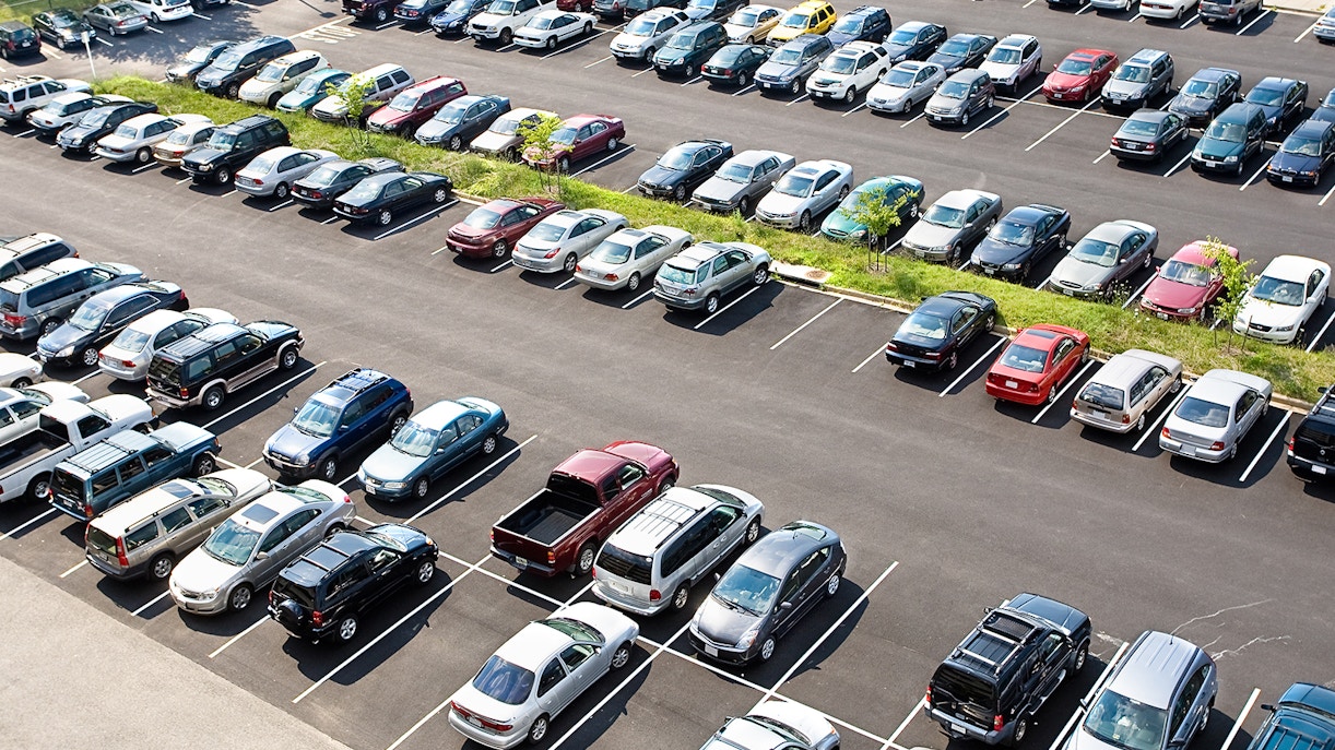 parking area filled with cars
