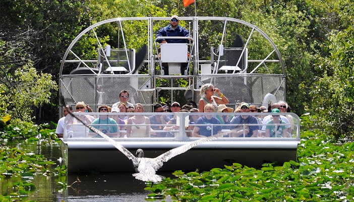 View of airboat in Everglades Safari Park