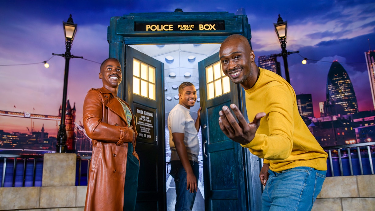 Doctor Who wax figure at Madame Tussauds London exhibit.