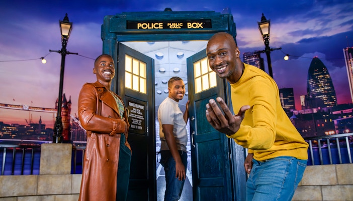 Doctor Who wax figure at Madame Tussauds London exhibit.