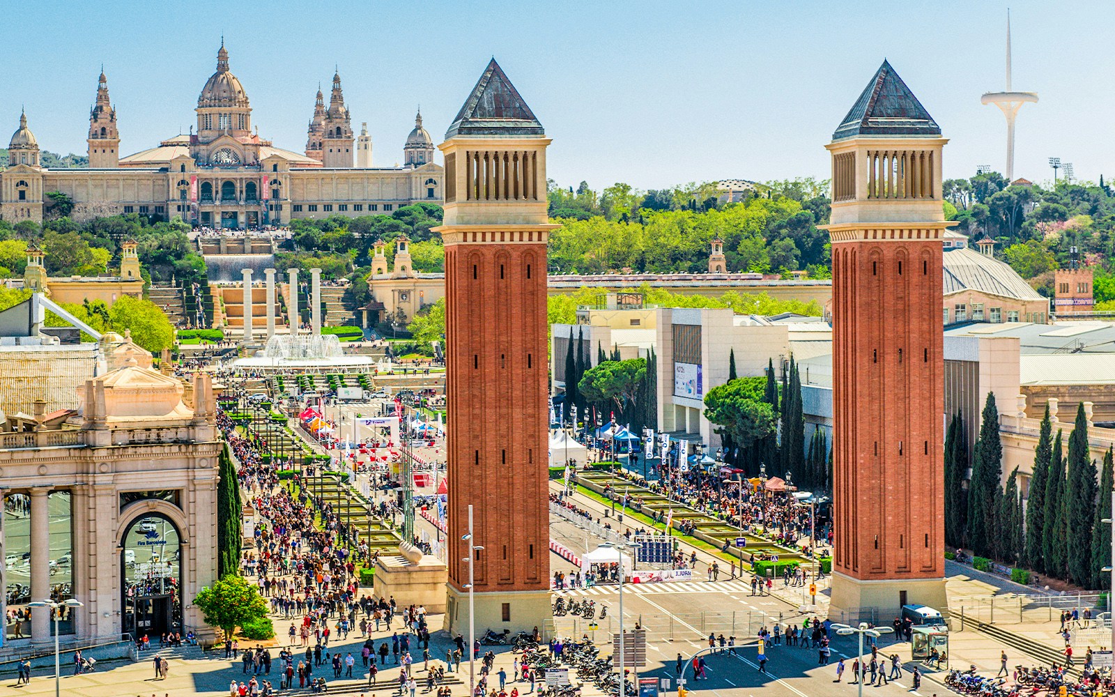 Sagrada Familia with Montjuïc Hill in the background, Barcelona.