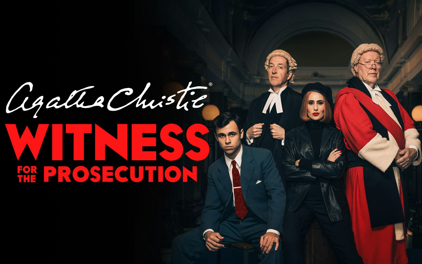 Witness for the Prosecution West End show cast in courtroom attire