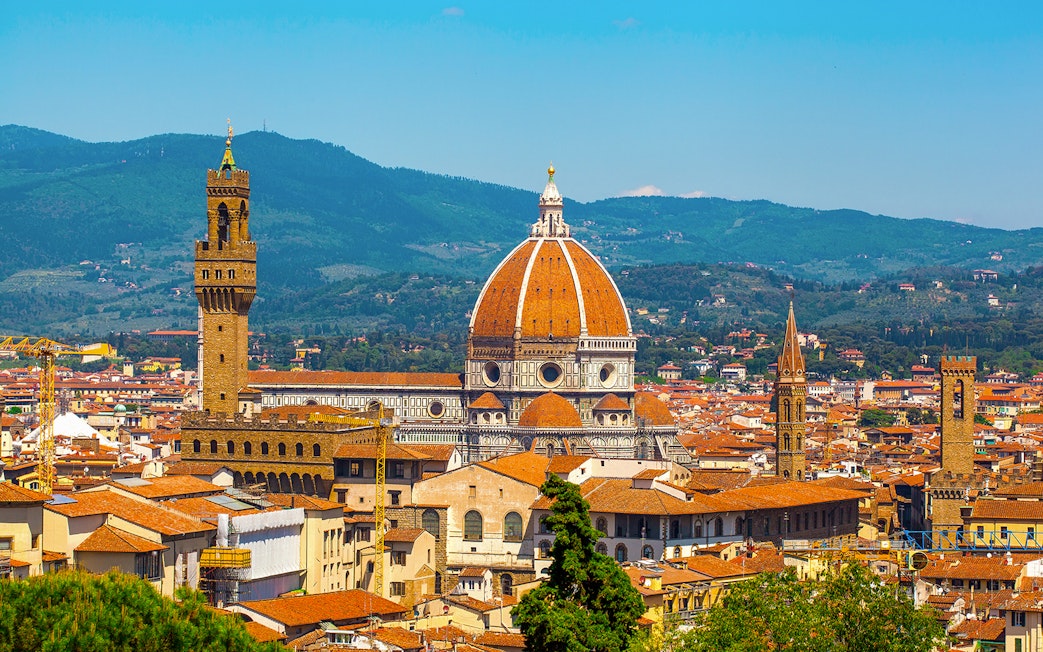 Florence skyline featuring the Duomo and Palazzo Vecchio on a walking tour.